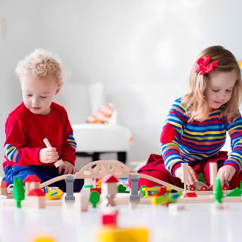 Stobaza 24 PCS Train Track Toys Support Bridge Train Train Pridge يدعم الجسر القطار Riser Train Track Risers إكسسوارات المسار للقطار للقطار الخشبي للقطار البلاستيكي in Kuwait