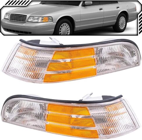 EPIC LIGHTING أضواء إشارة جانبية لوقوف السيارات عدسة وإسكان مع مجموعة المنعطفات متوافقة مع Ford 1992-1997 Crown Victoria Left + Right Side زوج in Kuwait