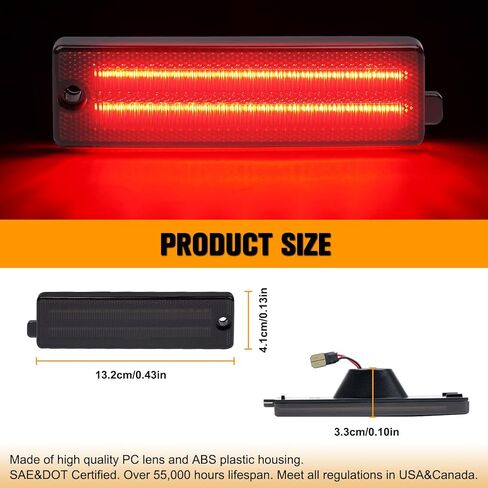 Gempro LED Side Marker Lights Compatible with 1993-2002 Chevy Camaro Red Rear Bumper Parking Signal Lamps 2PCS, Smoked Len in Kuwait
