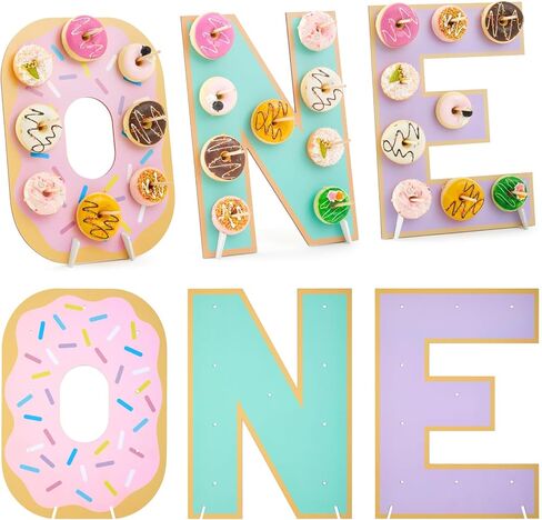 Lallisa 3 Pack Sweet One Donut Stands, Wooden Doughnut Display Stand, Donut Holders for Dessert Table Sweet One Theme Decorations 1st Birthday Party in Saudi Arabia
