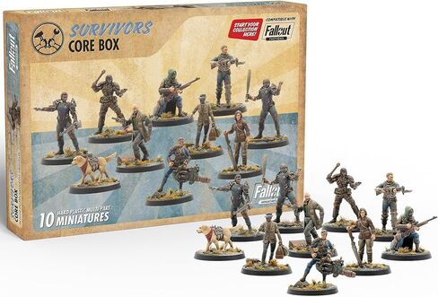 Modiphius Entertainment: Fallout Miniatures: Wasteland Survivors Core Box - 10 Miniatures & Bases, Hard Plastic, Unpainted & Unassembled, Tabletop PRG in Saudi Arabia