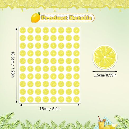 Lucleag 2000 PCS Mini Lemon Stickers, Small Lemon Stickers Lemons Slice Sticker for DIY Crafts Envelope Gift Greeting Card Fruit Theme Birthday Baby Shower Party Favor Supplies Decoration in Kuwait
