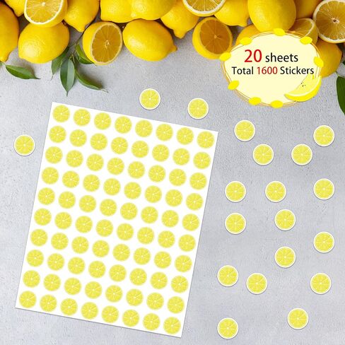 Lucleag 2000 PCS Mini Lemon Stickers, Small Lemon Stickers Lemons Slice Sticker for DIY Crafts Envelope Gift Greeting Card Fruit Theme Birthday Baby Shower Party Favor Supplies Decoration in Kuwait