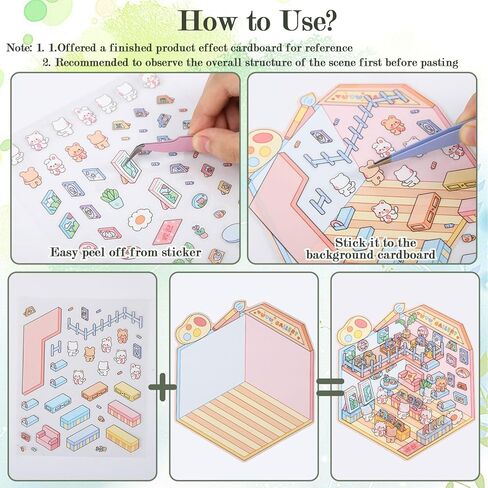 20 Sets of DIY 3D Sticker Scene, Cute Kawaii Cartoon Mini Room Scene Stickers for Kids, Sticker Therapy Scenes for Adult,Make Your Own Miniature House Stickers for Stress Relief Pass The Time in Saudi Arabia