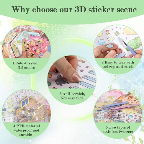 20 Sets of DIY 3D Sticker Scene, Cute Kawaii Cartoon Mini Room Scene Stickers for Kids, Sticker Therapy Scenes for Adult,Make Your Own Miniature House Stickers for Stress Relief Pass The Time in Saudi Arabia
