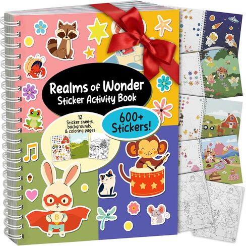 ArtCreativity Sticker Activity Book for Girls – 600+ Stickers, 12 Creative Scenes & Coloring Pages – Screen-Free Travel Activity – Craft Gift for Girls 4-8 in Kuwait