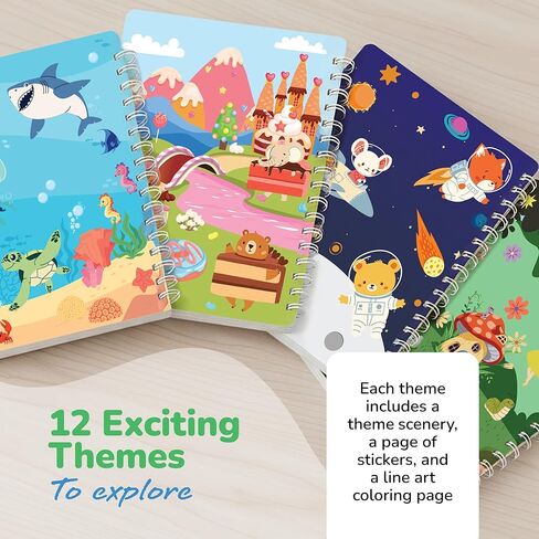 ArtCreativity Sticker Activity Book for Girls – 600+ Stickers, 12 Creative Scenes & Coloring Pages – Screen-Free Travel Activity – Craft Gift for Girls 4-8 in Kuwait