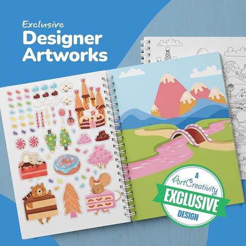 ArtCreativity Sticker Activity Book for Girls – 600+ Stickers, 12 Creative Scenes & Coloring Pages – Screen-Free Travel Activity – Craft Gift for Girls 4-8 in Kuwait