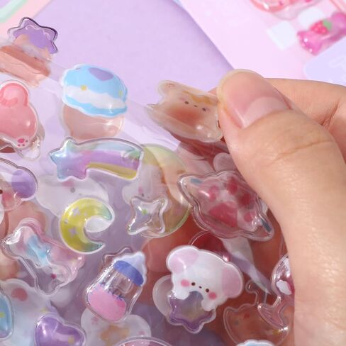 6 Sheets 3D Puffy Stickers Kawaii Resin Decorative Stickers Butterfly Flower Animal Cute Sticker Decorative Resin Sticker for Scrapbooking Notebook Journals Laptops Phone Case in Saudi Arabia