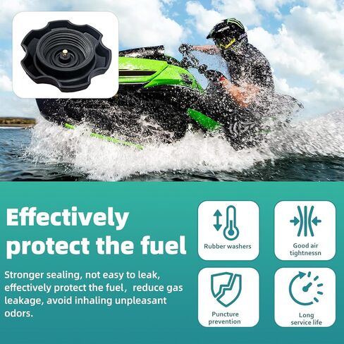 غطاء غاز الوقود الأسود 51049-3714 بديل لـ Kawasaki Jet Ski 650 750 900 1100 1200 TS SC SX STS ZXI STX STX-DI، غطاء خزان الوقود البحري لما بعد البيع متوافق مع Kawasaki Personal Watercraft PWC in Kuwait
