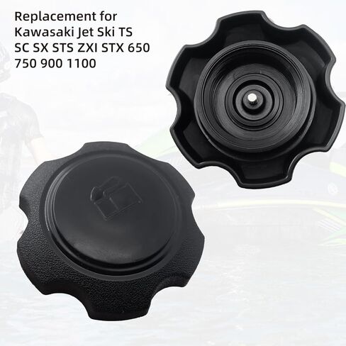 غطاء غاز الوقود الأسود 51049-3714 بديل لـ Kawasaki Jet Ski 650 750 900 1100 1200 TS SC SX STS ZXI STX STX-DI، غطاء خزان الوقود البحري لما بعد البيع متوافق مع Kawasaki Personal Watercraft PWC in Kuwait
