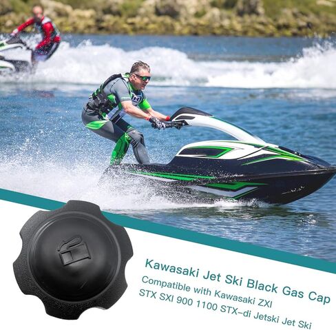غطاء غاز الوقود الأسود 51049-3714 بديل لـ Kawasaki Jet Ski 650 750 900 1100 1200 TS SC SX STS ZXI STX STX-DI، غطاء خزان الوقود البحري لما بعد البيع متوافق مع Kawasaki Personal Watercraft PWC in Kuwait
