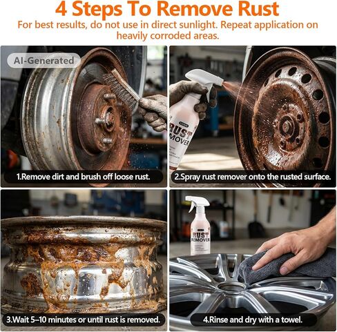 Rust Remover Spray for Metal, 17 fl oz, Upgraded Metal Cleaner, Highly Concentrated Rust Remover for Metal, Iron Out Rust Stain Remover, Fast-Acting Rust Remover for Automotive Parts, Tools, Chains in Saudi Arabia