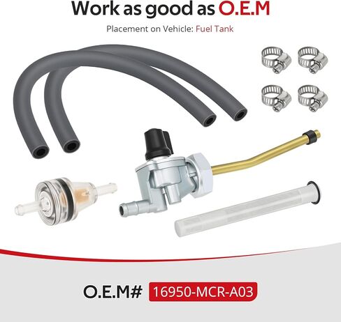 JAVIK Gas Tank Fuel Valve Petcock With Fuel Lines For Honda Shadow Spirit 750 VT750 2001-2007 O.E.M# 16950-MCR-A03 in Kuwait