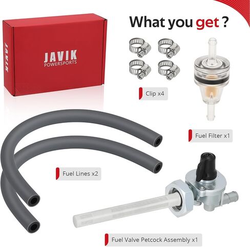 JAVIK Gas Tank Fuel Valve Petcock With Fuel Lines For Honda Shadow Spirit 750 VT750 2001-2007 O.E.M# 16950-MCR-A03 in Kuwait