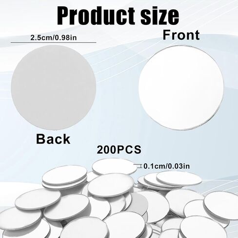200 PCS Mini Acrylic Round Mirror, 1 Inch Small Mirrors for Crafts Self Adhesive Mirror Stickers Mosaic Mirrors Tiles for DIY Crafts, Wall & Art Decor, Jewelry Making in Saudi Arabia