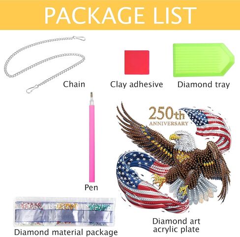 Kaliosy Sun Catcher Eagle Patriotic Window Hanging - 4th of July, 250th Anniversary, Memorial Day Diamond Art Ornament, Acrylic Board Diamond Painting for Home Classroom Garden Indoor Decor 8x8 inch in Kuwait