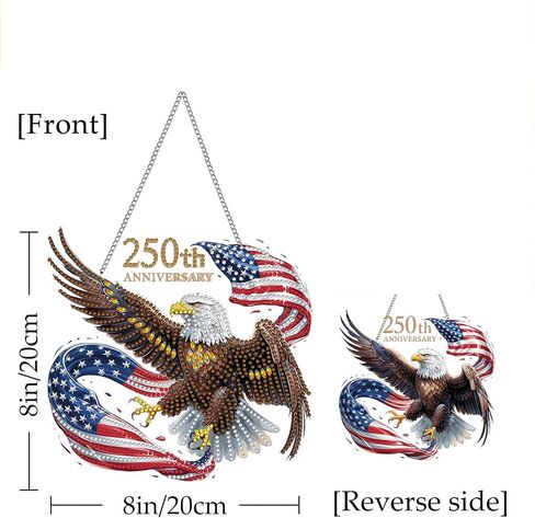 Kaliosy Sun Catcher Eagle Patriotic Window Hanging - 4th of July, 250th Anniversary, Memorial Day Diamond Art Ornament, Acrylic Board Diamond Painting for Home Classroom Garden Indoor Decor 8x8 inch in Kuwait