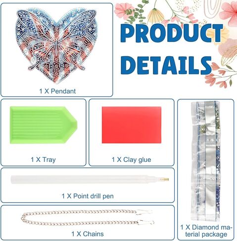 4TH of July Diamond Art Hanging Kit for Adult, Butterfly Diamond Art Hanging Kit,Patriotic DIY Diamond Art, Independence Day Diamond Art Suncatcher, Window Pendants Garden Wall Hanging Ornament in Saudi Arabia