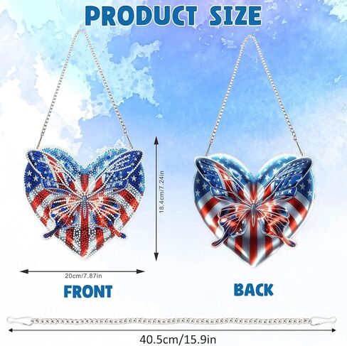 4TH of July Diamond Art Hanging Kit for Adult, Butterfly Diamond Art Hanging Kit,Patriotic DIY Diamond Art, Independence Day Diamond Art Suncatcher, Window Pendants Garden Wall Hanging Ornament in Saudi Arabia