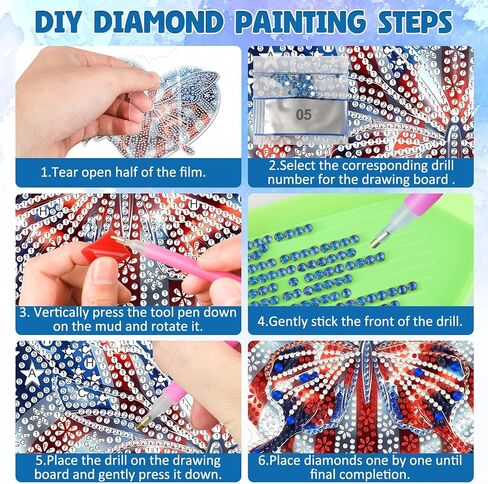 4TH of July Diamond Art Hanging Kit for Adult, Butterfly Diamond Art Hanging Kit,Patriotic DIY Diamond Art, Independence Day Diamond Art Suncatcher, Window Pendants Garden Wall Hanging Ornament in Saudi Arabia