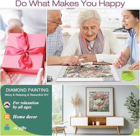 DIADAY 5D Highland Cow Diamond Art Painting Kits for Adults, DIY Crystal Special Shape Diamond Art Kits Cow, Partial Drill Diamond Dot Crafts Home Wall Decor Gift 12x12 Inches Animal in Saudi Arabia