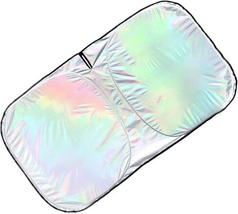 WZP Car Windshield Sun Shade, Iridescent Color Car Windshield Sunshade, Foldable Sunshade with Metal Frame, Universal Reflective Sun Visor Shade for Cars, Trucks,SUVs (55.1 * 27.5inch) in Saudi Arabia
