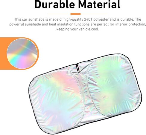 WZP Car Windshield Sun Shade, Iridescent Color Car Windshield Sunshade, Foldable Sunshade with Metal Frame, Universal Reflective Sun Visor Shade for Cars, Trucks,SUVs (55.1 * 27.5inch) in Saudi Arabia