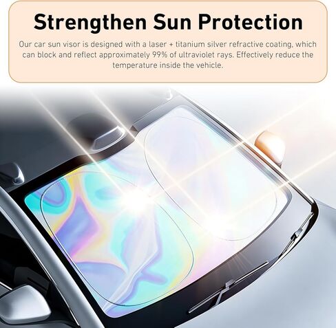 WZP Car Windshield Sun Shade, Iridescent Color Car Windshield Sunshade, Foldable Sunshade with Metal Frame, Universal Reflective Sun Visor Shade for Cars, Trucks,SUVs (55.1 * 27.5inch) in Saudi Arabia