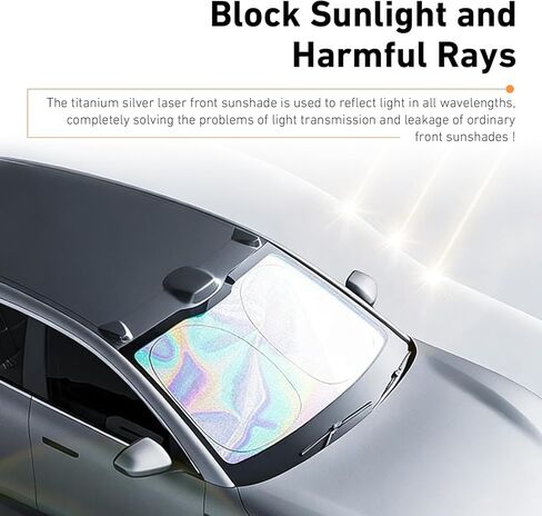 WZP Car Windshield Sun Shade, Iridescent Color Car Windshield Sunshade, Foldable Sunshade with Metal Frame, Universal Reflective Sun Visor Shade for Cars, Trucks,SUVs (55.1 * 27.5inch) in Saudi Arabia