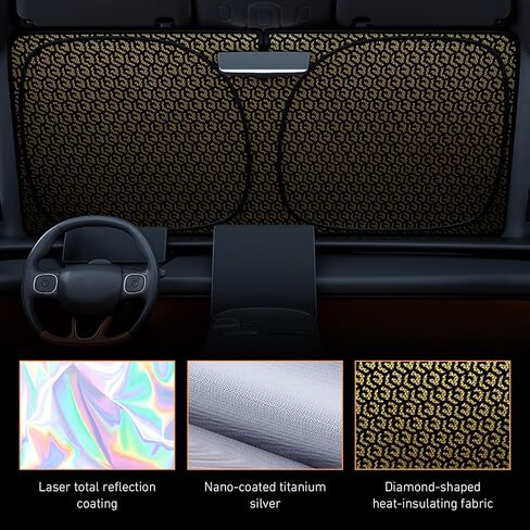 WZP Car Windshield Sun Shade, Iridescent Color Car Windshield Sunshade, Foldable Sunshade with Metal Frame, Universal Reflective Sun Visor Shade for Cars, Trucks,SUVs (55.1 * 27.5inch) in Saudi Arabia