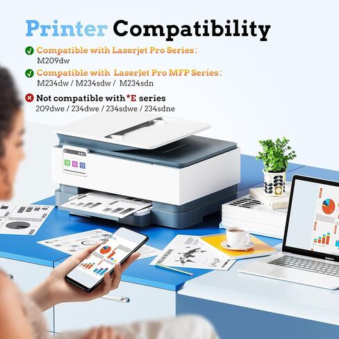 LxTek متوافق مع خرطوشة الحبر الأسود HP 134A مع Chip 2 Black Pack | خرطوشة حبر 134A W1340A 134X W1340X لطابعة HP LaserJet Pro M209dw MFP M234dw M234sdw M234sdn مع شريحة 2 باللون الأسود in Kuwait