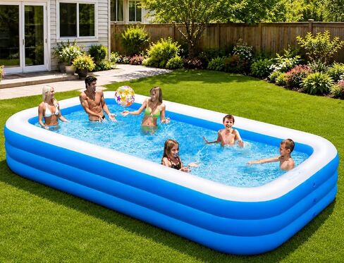 Large Inflatable Pool for Adults, 120"x70"x22" Oversized Thickened Blow Up Pool for Family, Full-Sized Swimming Pool for Backyard, Garden and Outdoor Fun in Saudi Arabia