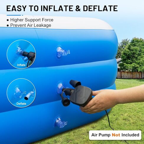 Large Inflatable Pool for Adults, 120"x70"x22" Oversized Thickened Blow Up Pool for Family, Full-Sized Swimming Pool for Backyard, Garden and Outdoor Fun in Saudi Arabia