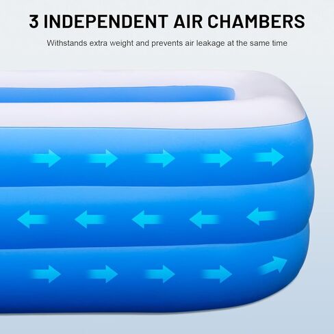Large Inflatable Pool for Adults, 120"x70"x22" Oversized Thickened Blow Up Pool for Family, Full-Sized Swimming Pool for Backyard, Garden and Outdoor Fun in Saudi Arabia