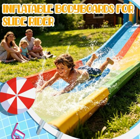 9 Pcs Inflatable Bodyboards for Slip Water Slide, 15.6 X 21.3 in Lawn Water Slides Inflatable Boards, Portable Surfboard for Outdoor Lawn Water Slide, Summer Outdoor Water Fun Supplies in Saudi Arabia
