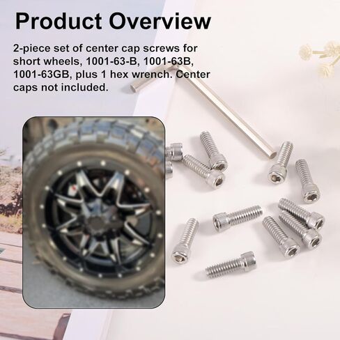 Penitue 12pcs Center Cap Screws with Adapter Tool for Fuel Wheel, Stainless Steel Automotive Wheel Hub Cap Screws with Hex Wrench Fit 1001-63-B 1001-63B 1001-63GB in Saudi Arabia