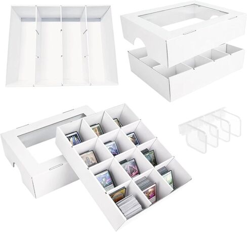 Trading Card Storage Box, 2-Pack 3200 Count White Corrugated Cardboard Bulk Sports Storage Box for TCG/Magic/Mtg Basketball Cards, Collectible Trading Cards in Kuwait