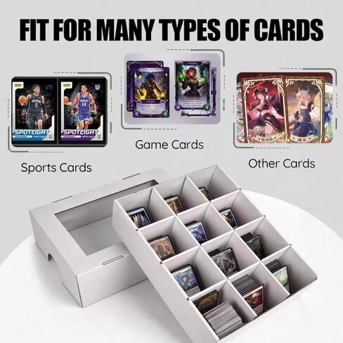 Trading Card Storage Box, 2-Pack 3200 Count White Corrugated Cardboard Bulk Sports Storage Box for TCG/Magic/Mtg Basketball Cards, Collectible Trading Cards in Kuwait