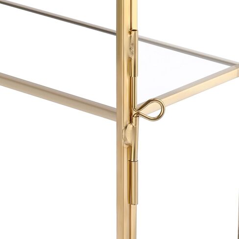 JUXYES 4 Tiers Tabletop Brass Glass Rock Display Case with Latch Door, Modern Clear Rocks Display Case Box with Mirror Bottom, Gold Dust Proof Case for Collectible, Mineral Crystal, Stones in Kuwait