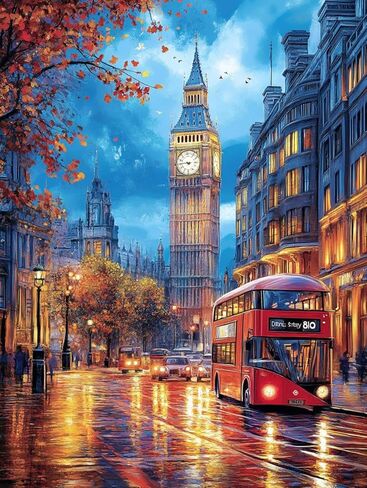 5D London Street View Diamond Art 12x16 Inch Full Drill Diamond Painting Kits for Adults & Beginners - DIY Art Crafts for Relaxation and Home Wall Decor 1 in Kuwait