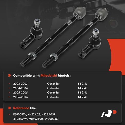 مجموعة A-Premium مكونة من 4 قطع، طقم نهاية قضيب ربط خارجي أمامي داخلي، متوافق مع Mitsubishi Outlander 2003 2004 2005 2006 in Kuwait