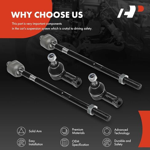 مجموعة A-Premium مكونة من 4 قطع، طقم نهاية قضيب ربط خارجي أمامي داخلي، متوافق مع Mitsubishi Outlander 2003 2004 2005 2006 in Kuwait