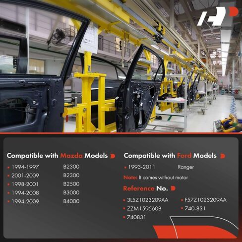 منظم نوافذ الطاقة A-Premium جانب السائق الأمامي متوافق مع Ford Ranger 1993-2011 & Mazda B2300 1994-1997/2001-2009، B2500 1998-2001، B3000 1994-2008، B4000، بدون محرك in Kuwait