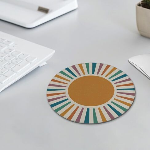 لوحة ماوس Boho، لوحة ماوس Sunshine من السبعينيات الرجعية للمكتب والمنزل والمكتب والنوم وأجهزة الكمبيوتر المحمولة وملحقات الكمبيوتر المحمول، لوازم مكتب Boho، 7.9x7.9 بوصة in Kuwait