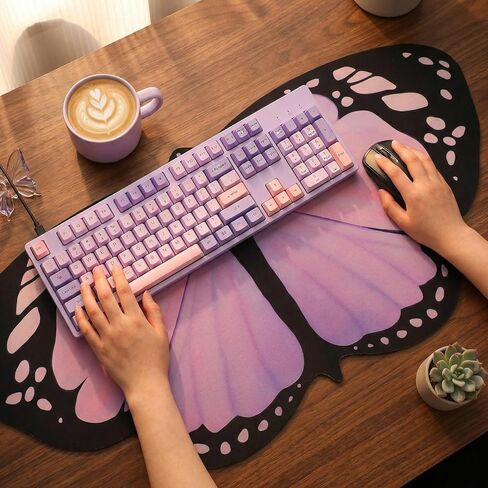 Butterfly Computer Mat Butterfly Desk Pad Purple Large Gaming Mouse Pad Large Gaming Mouse Desk Mat 35.4x15.7 in Keyboard Computer Table Mats Extended Non-Slip Rubber Base for Keyboard Office Home in Saudi Arabia