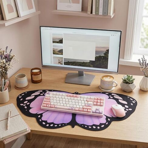 Butterfly Computer Mat Butterfly Desk Pad Purple Large Gaming Mouse Pad Large Gaming Mouse Desk Mat 35.4x15.7 in Keyboard Computer Table Mats Extended Non-Slip Rubber Base for Keyboard Office Home in Saudi Arabia