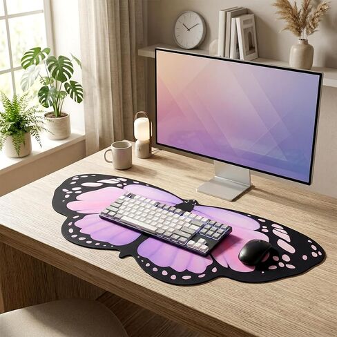 Butterfly Computer Mat Butterfly Desk Pad Purple Large Gaming Mouse Pad Large Gaming Mouse Desk Mat 35.4x15.7 in Keyboard Computer Table Mats Extended Non-Slip Rubber Base for Keyboard Office Home in Saudi Arabia