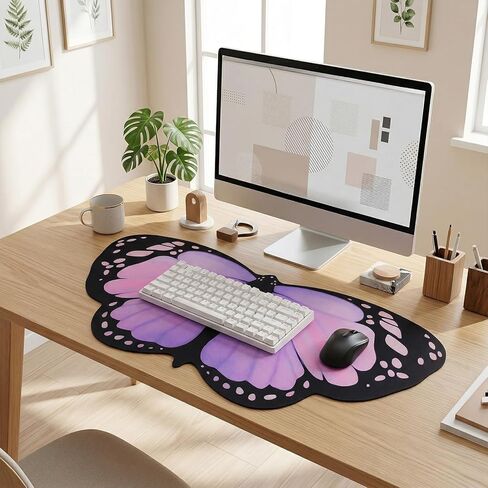 Butterfly Computer Mat Butterfly Desk Pad Purple Large Gaming Mouse Pad Large Gaming Mouse Desk Mat 35.4x15.7 in Keyboard Computer Table Mats Extended Non-Slip Rubber Base for Keyboard Office Home in Saudi Arabia