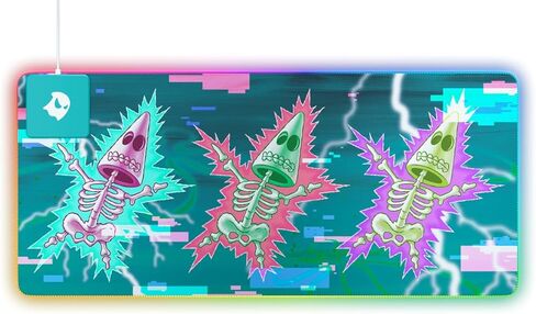 Spongebob Squarepants Skeleton Patrick RGB Gaming Mouse Pad - Large Extended Deskmat with 10W Qi Fast Wireless Charging, Non-Slip Base, L in Saudi Arabia